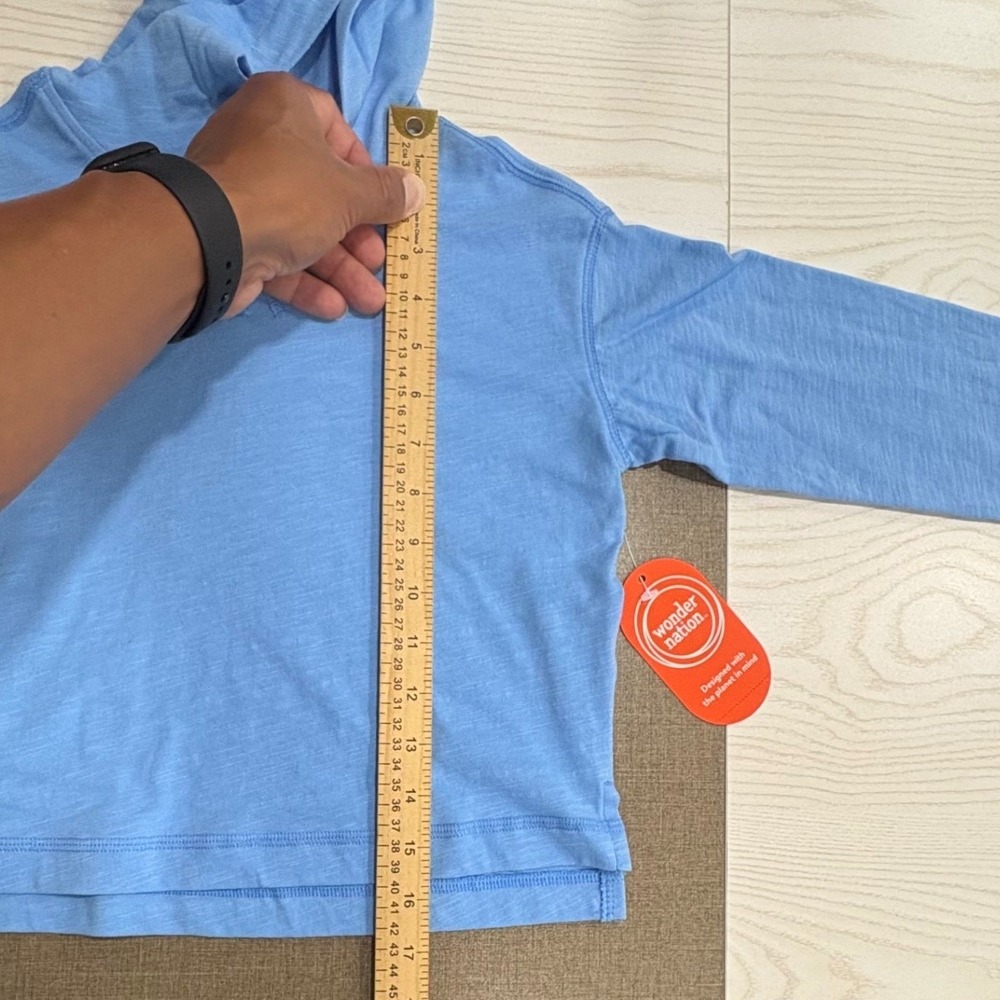 Blue Slub Jersey Pullover Hoodie Kids X-Small 4-5 Long Sleeve Fall Wonder Nation - Picture 7 of 9